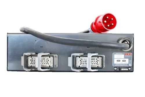 Stromverteiler, schwarz, In CEE32, Out 2x Harting
