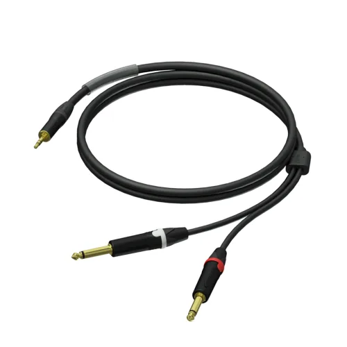 Klinkenkabel, Jack m 3.5mm stereo - 2x Jack m 6.3mm mono