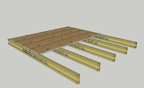 Holzfussboden Holz/Schalungsträger pro m2