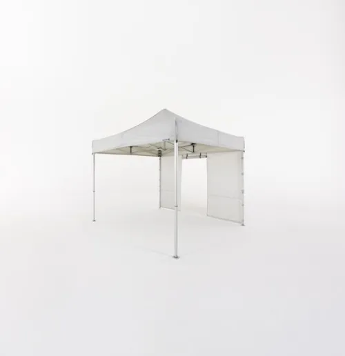 Faltzelt, B-Qualität, Grillzelt, Seitenvorhang 3m, weiss, (mit Eingang)