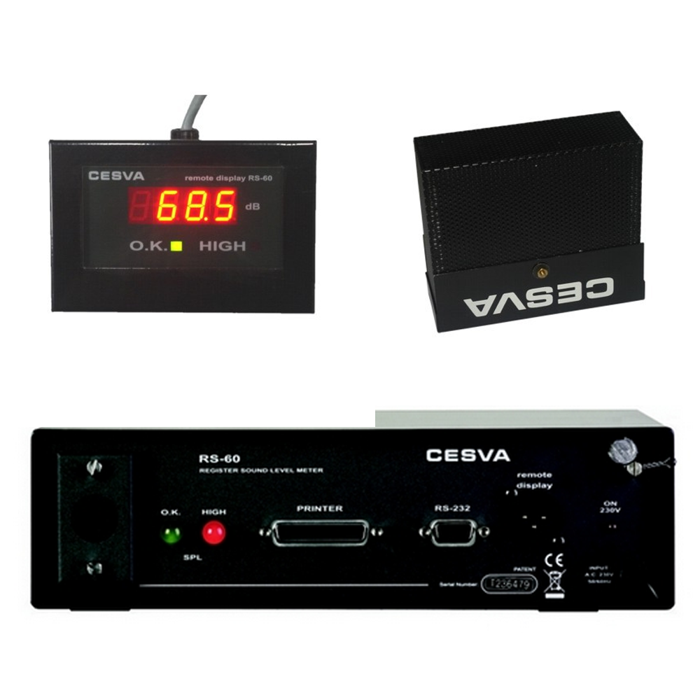 dB-Messgerät, Cesva RS-60 Laeq-Schallpegelüberwachungsmessgerät inkl. Messmikrofon und Anzeigedisplay