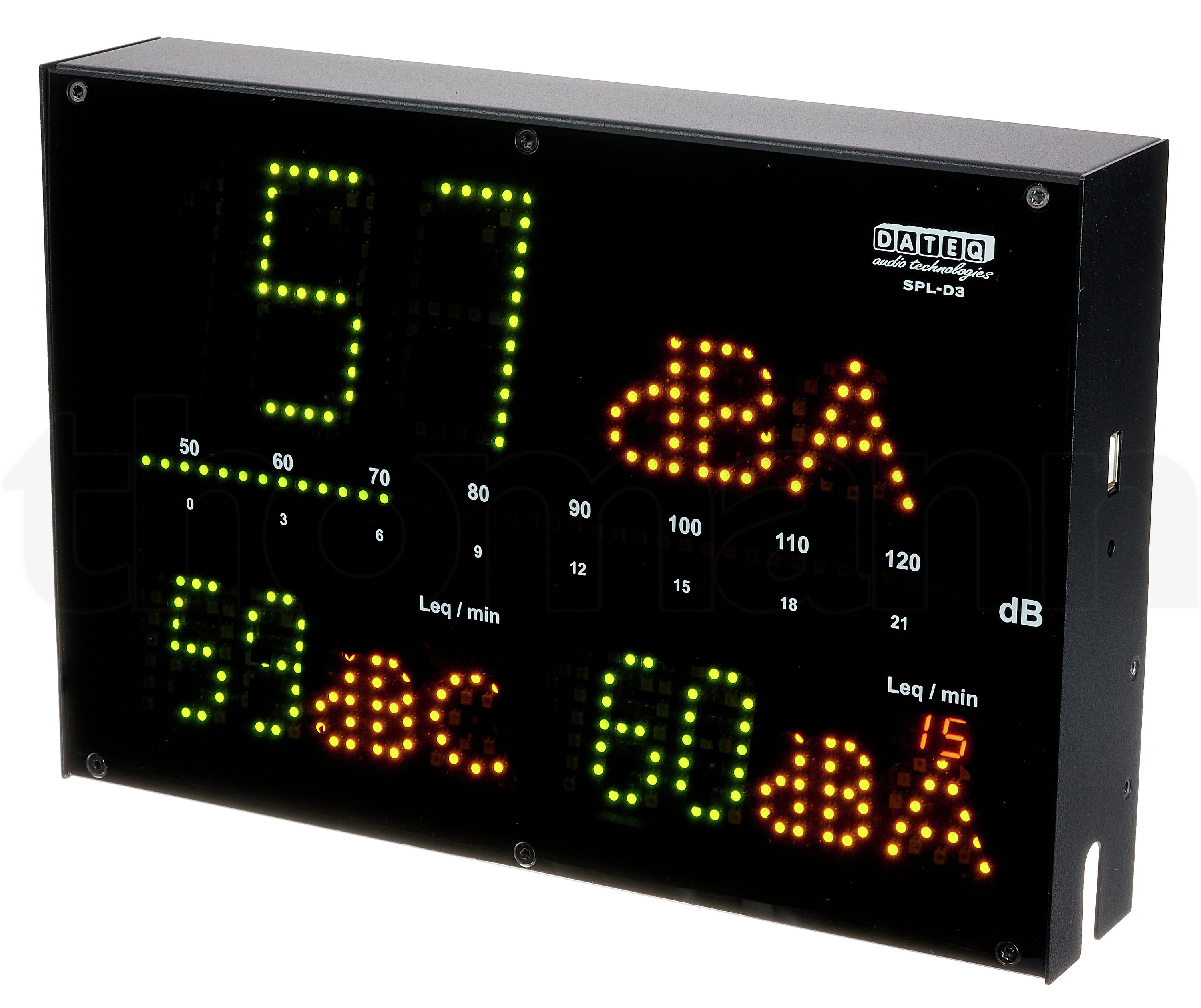 dB-Messgerät, Dateq SPL-D3 inkl. Messmikrofon und Anzeigedisplay