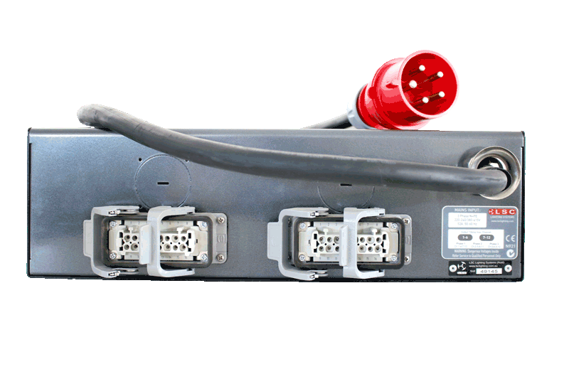 Stromverteiler, schwarz, In CEE32, Out 2x Harting