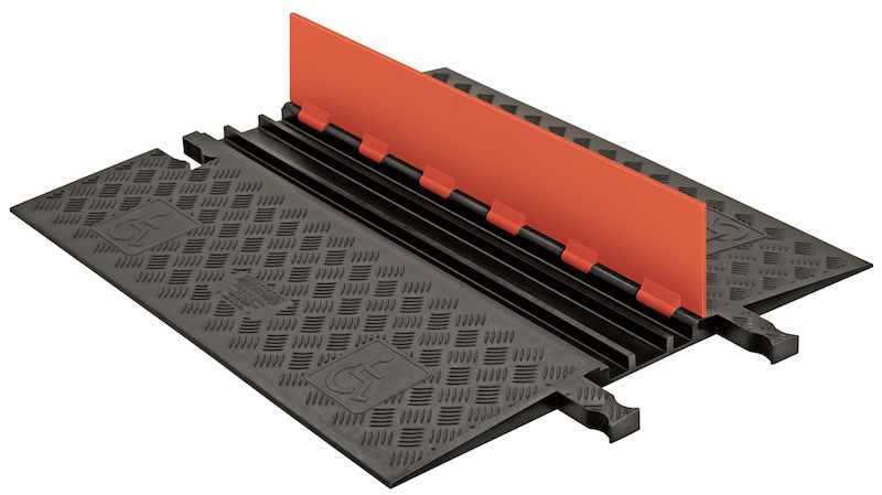 Kabelbrücke, 3 Kanal, Rollstuhlgängig, Deckel rot/schwarz