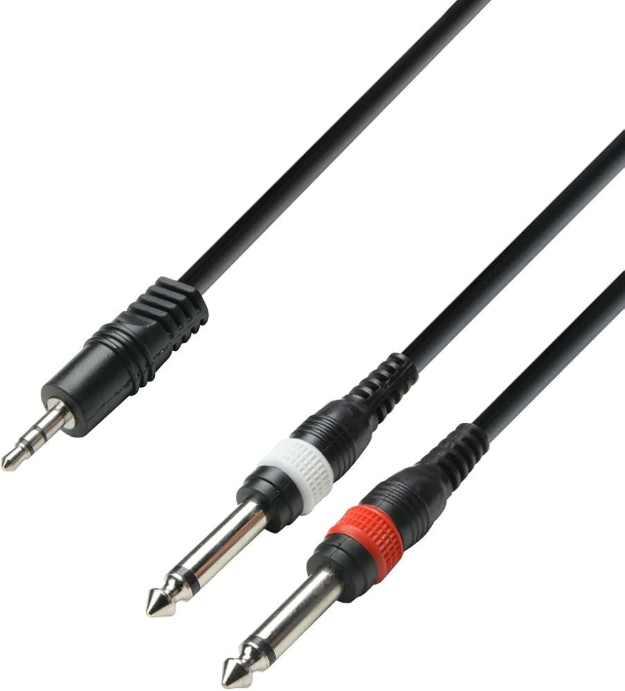 Klinkenkabel, Jack m 3.5mm stereo - 2x Jack m 6.3mm stereo