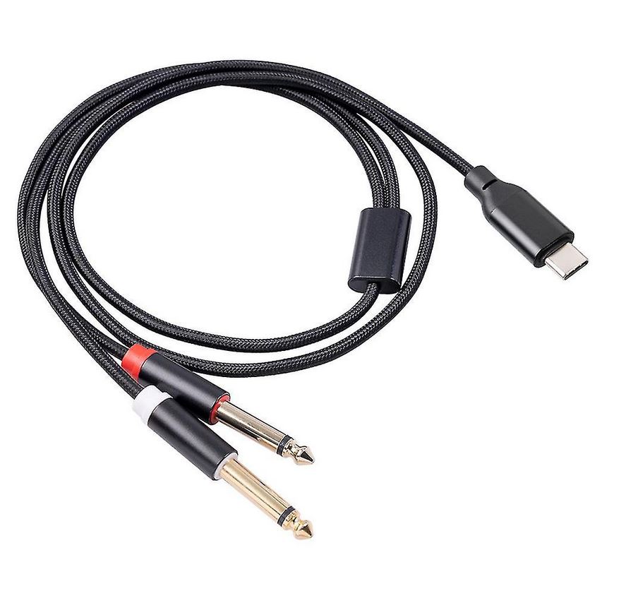 Klinkenkabel, 2x Jack m 6,3mm mono - USB-C